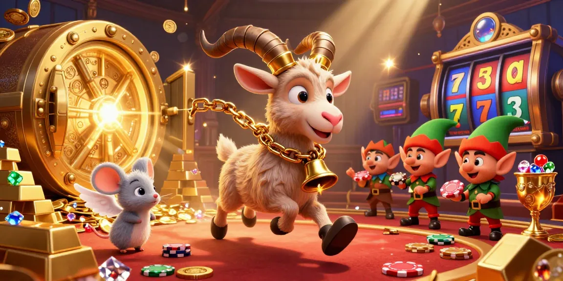 Engage in festive casino gaming at 11WIN with a cartoon Krampus and playful elves.