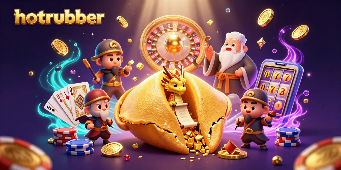 Engage with the hotrubber casino experience as golden coins and gaming symbols fill the scene.