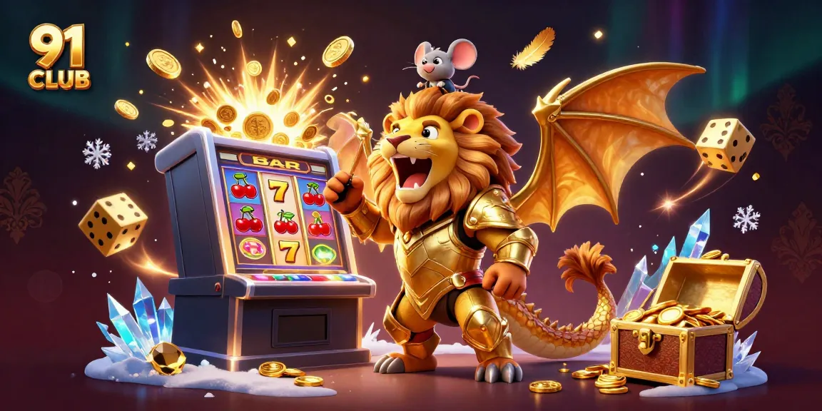 Play exciting casino games and hit jackpots in the vibrant world of 91 CLUB, featuring dynamic slot machines and whimsical heroes.