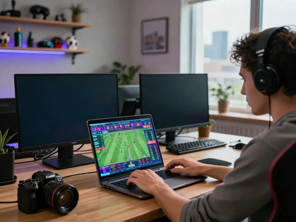 Dynamic online gambling scene with Nhà cái zbet betting interface, modern setup, and engaging ambiance.