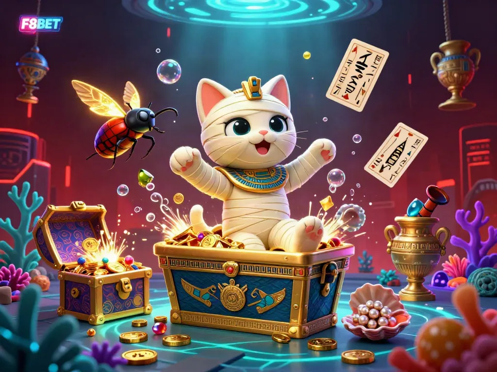 Experience thrilling gaming at F8BET with vibrant elements bursting from a dynamic casino scene.