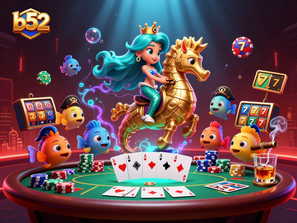 Experience thrilling gameplay with b52 at the engaging casino scene featuring colorful characters and action.