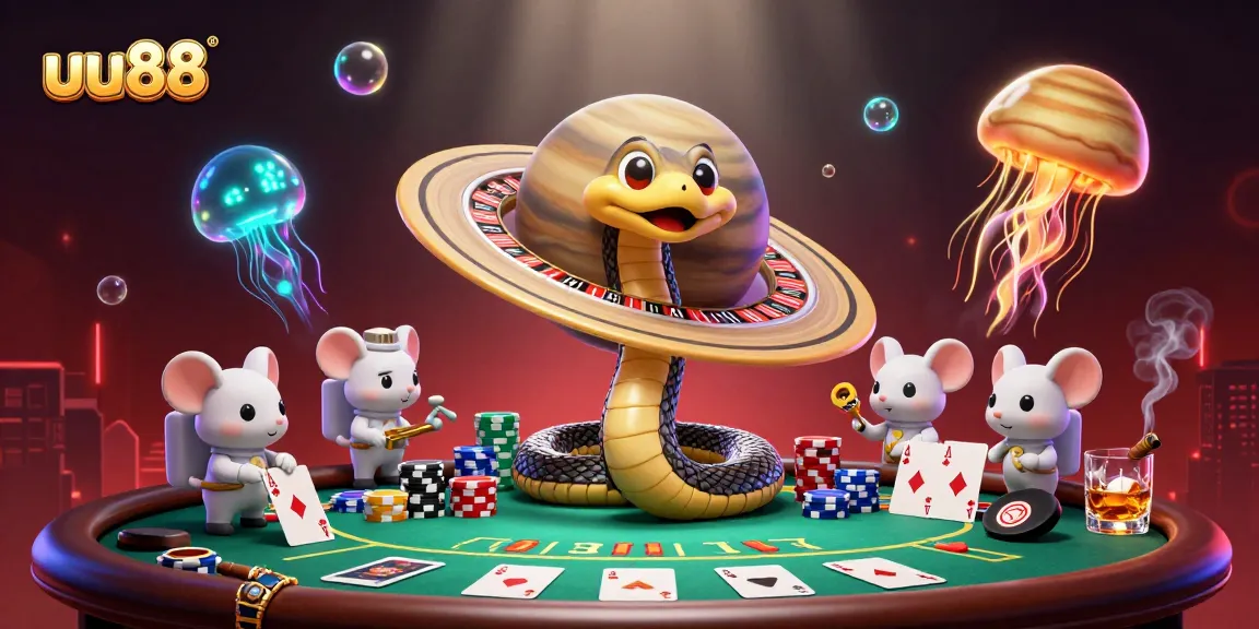 Experience the excitement of uu88 with dynamic casino elements in a vibrant 3D scene.