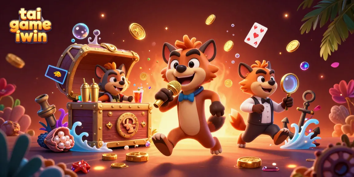 Experience the excitement of tai game iwin in this vibrant casino scene with hyenas and gaming elements.
