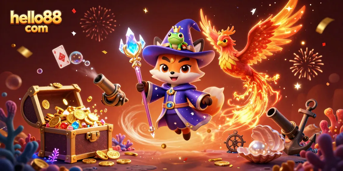 Experience thrilling magic at hello88 com with a wizard, phoenix, and stunning casino elements.