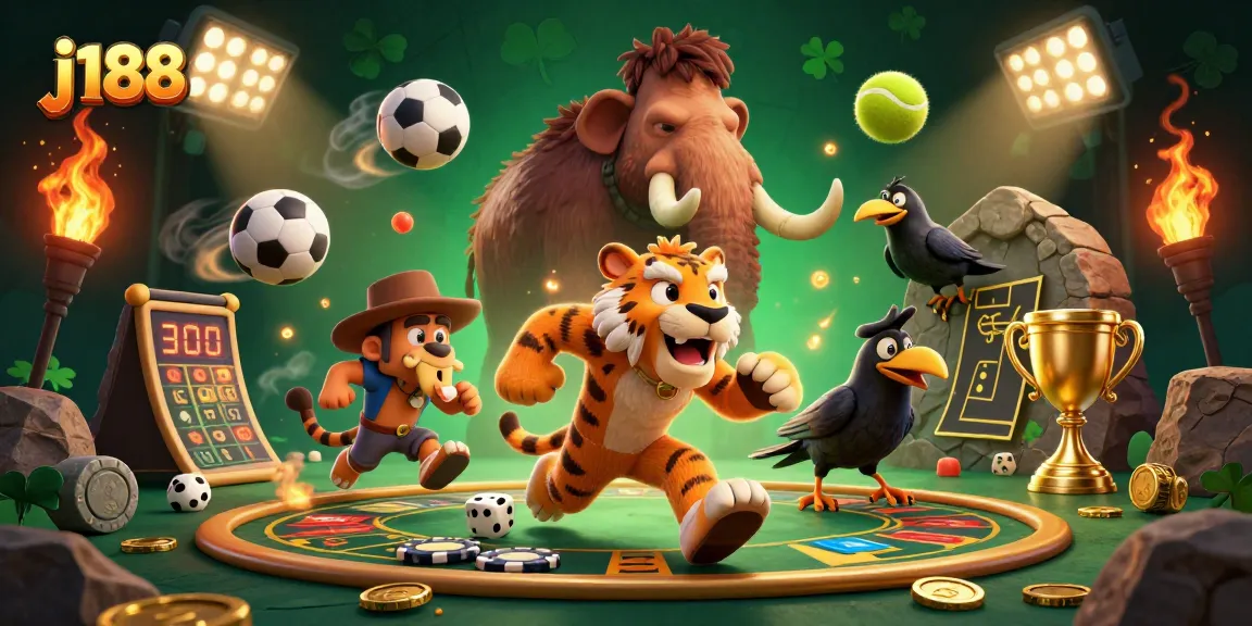 Engage in thrilling gameplay at j188 with energetic cavemen and sports elements.