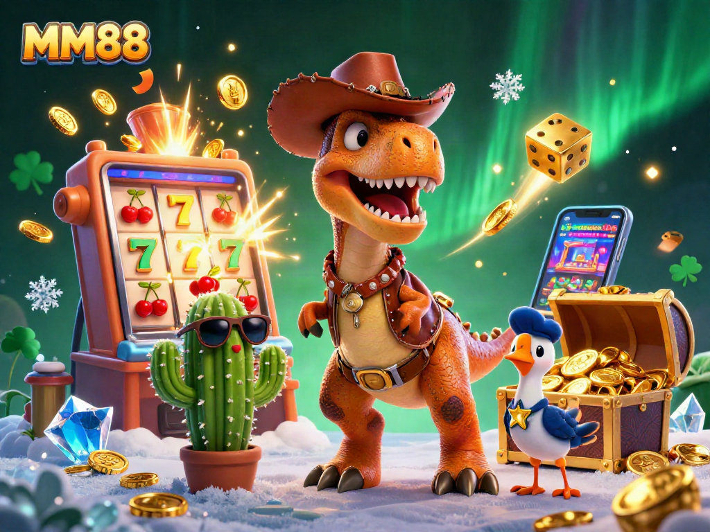 Experience big wins with MM88 at a vibrant casino featuring exciting characters and bursting jackpots.