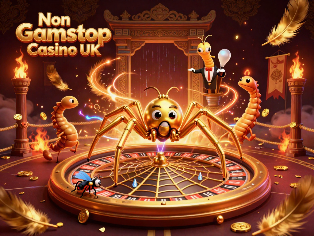 Bet on thrilling games at a Non Gamstop Casino UK with roulette-themed 3D illustration.
