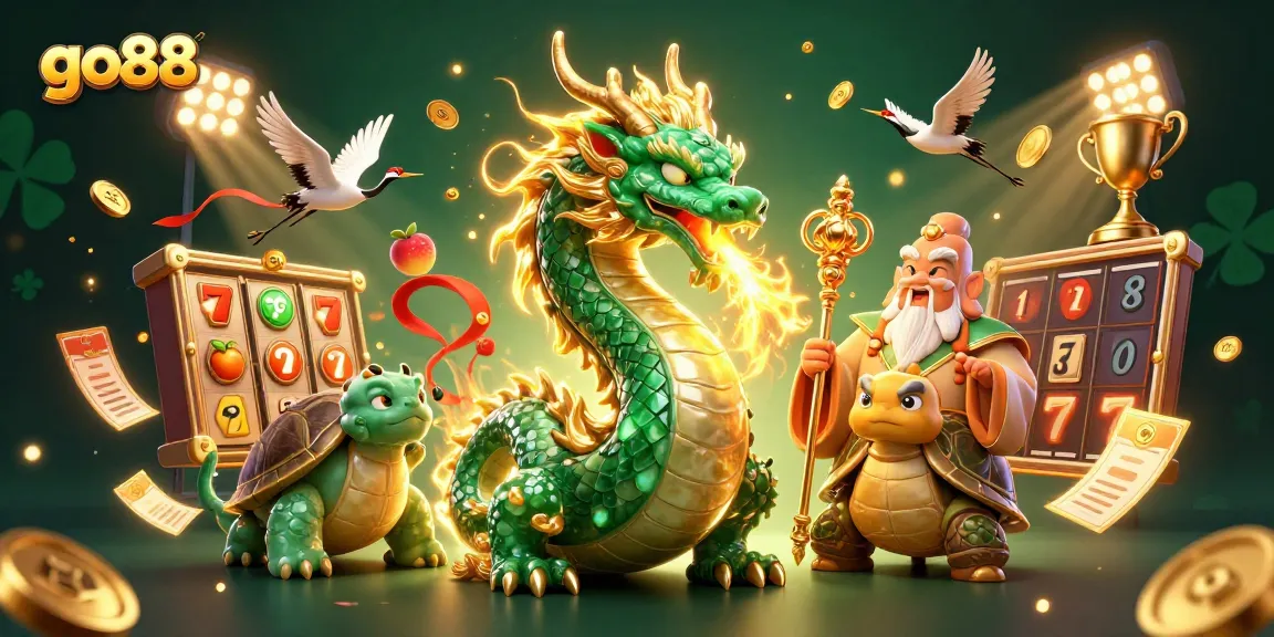 Experience thrilling games at go88 with an emerald dragon and lucky symbols!
