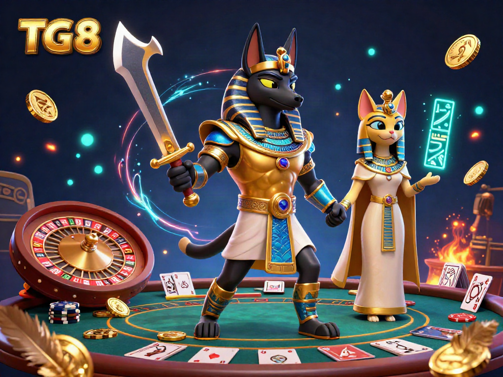 Experience the vibrant casino adventure with TG88's captivating Anubis and Bastet characters.