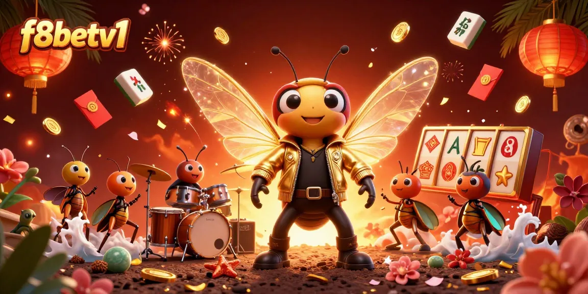 Engage with vibrant gaming action at f8betv1 featuring a cicada rock star in a lively casino scene.