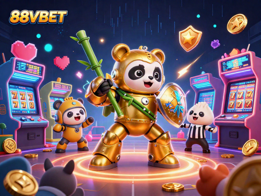 Experience thrilling action with 88VBET in a packed casino scene, embracing the excitement of winning slots.