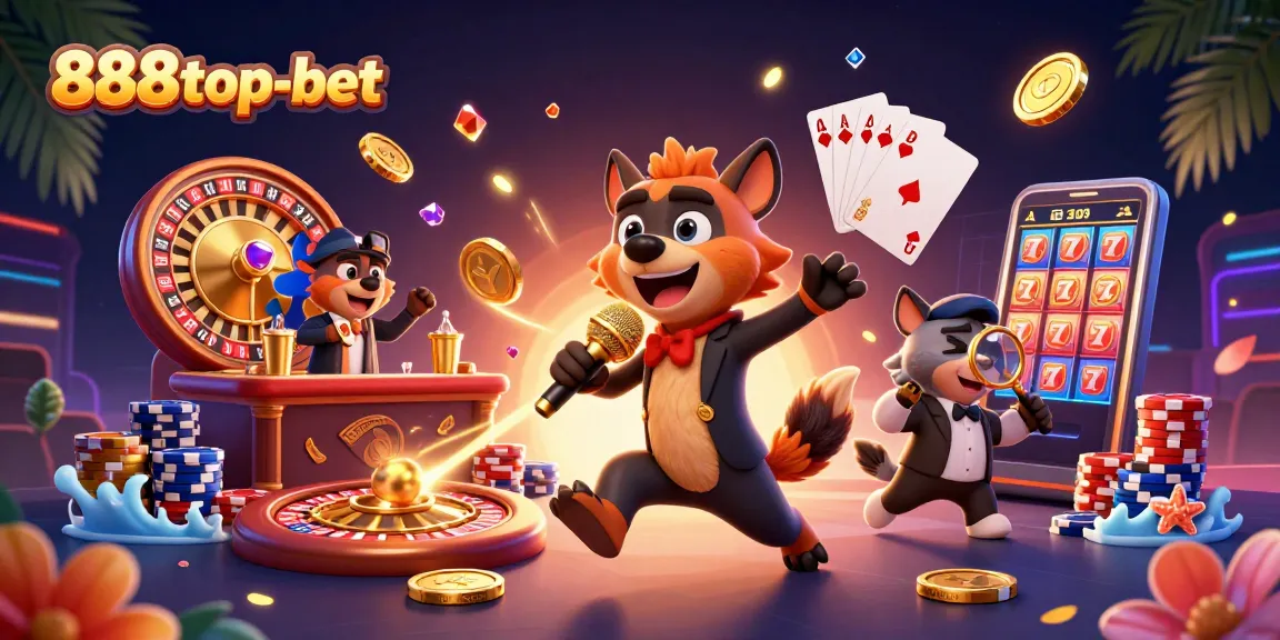 Experience the excitement at 888top-bet with lively hyenas in a vibrant casino scene.
