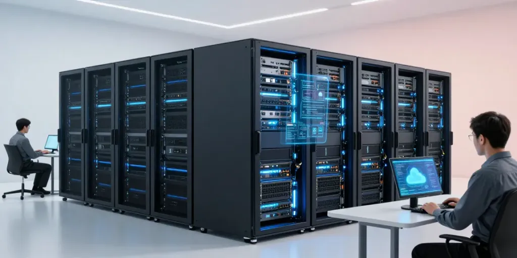 cheap .co.uk domains in a secure cloud computing environment, showcasing advanced technology and cybersecurity.