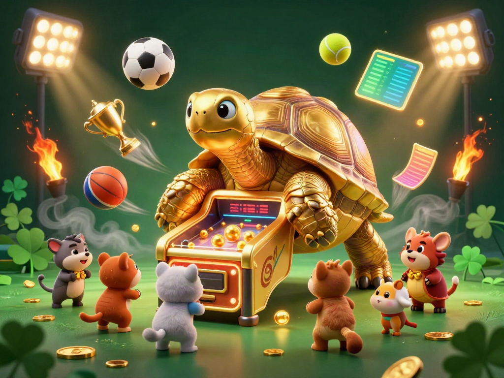 Engage with kèo nhà cái in a vibrant 3D sports betting scene featuring dynamic tortoise and sports elements.