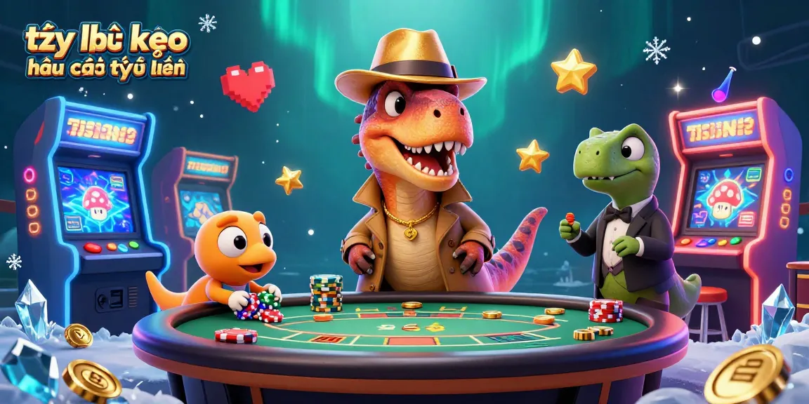 Engage in tỷ lệ kèo nhà cái trực tuyến with colorful characters at a vibrant casino scene.