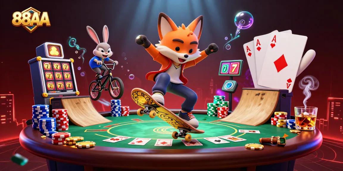 Experience thrilling gaming action at 88AA with vibrant characters and casino elements