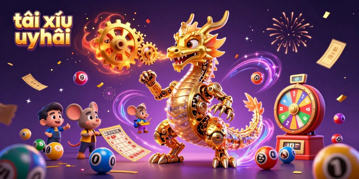 Engage in the exhilarating world of tài xỉu uy tín with vibrant lottery elements and a golden dragon.