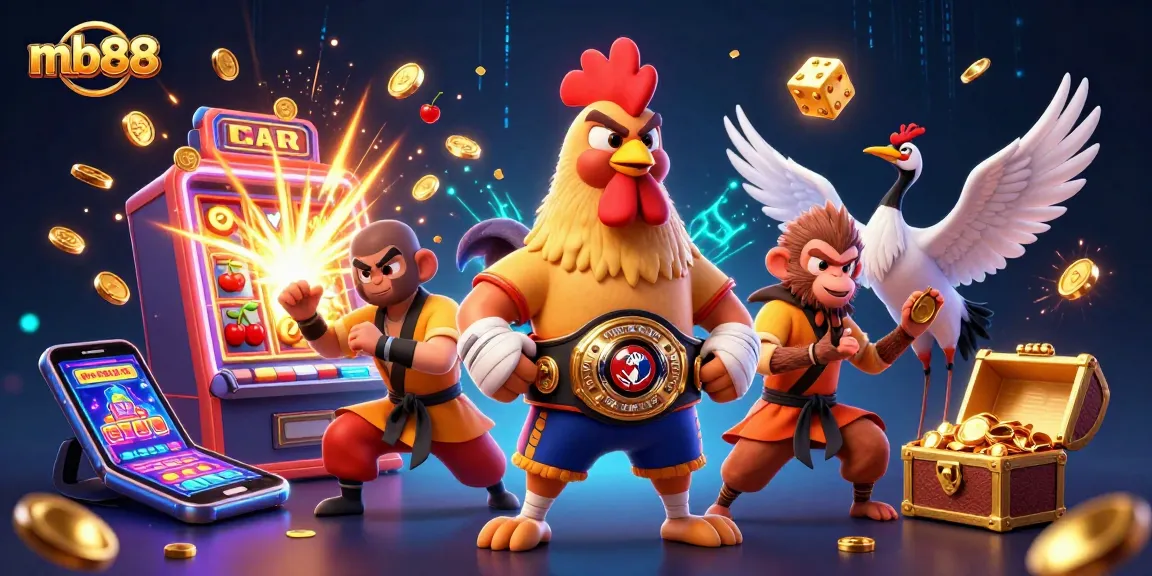 Experience exciting games with mb88 featuring vibrant 3D characters and jackpot elements in a dynamic casino scene.