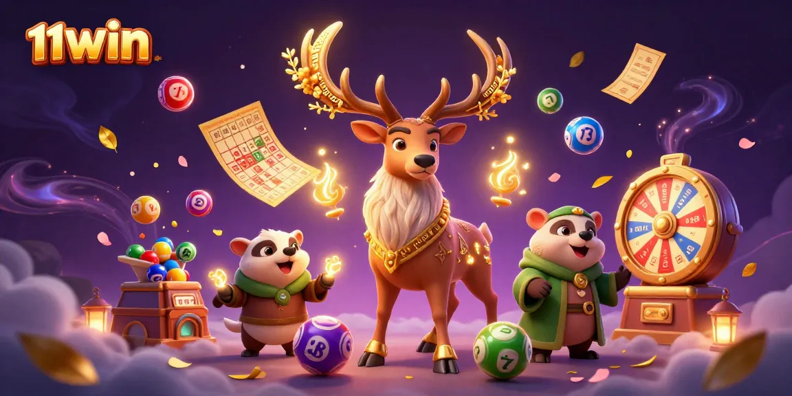 Experience thrilling gameplay with 11WIN as magical lottery elements combine in a dynamic scene.