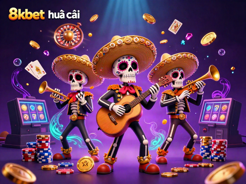 Enjoy exciting gameplay with 8xbet nhà cái featuring vibrant 3D skeleton mariachi band.