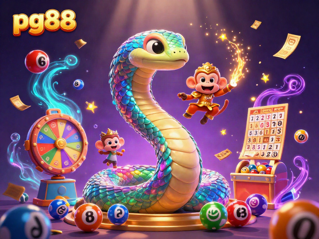 Engage in thrilling gameplay with pg88, featuring a vibrant 3D scene filled with lottery excitement.