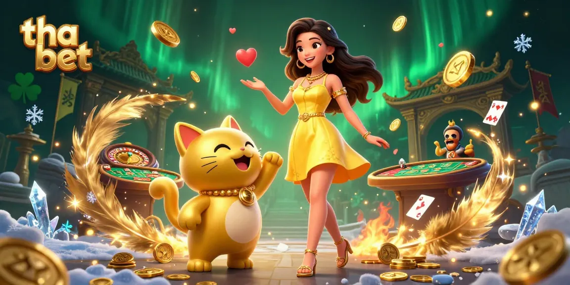 Engage with tha bet in a vibrant online casino scene featuring an Asian woman and lucky cat.