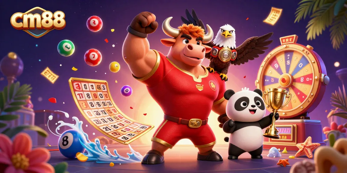 Play thrilling games at cm88 with exciting characters and vibrant casino elements in the backdrop.