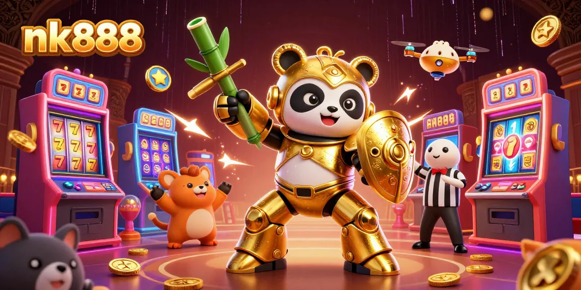 Spin the reels at nk888 with energetic characters in a vibrant casino setting.