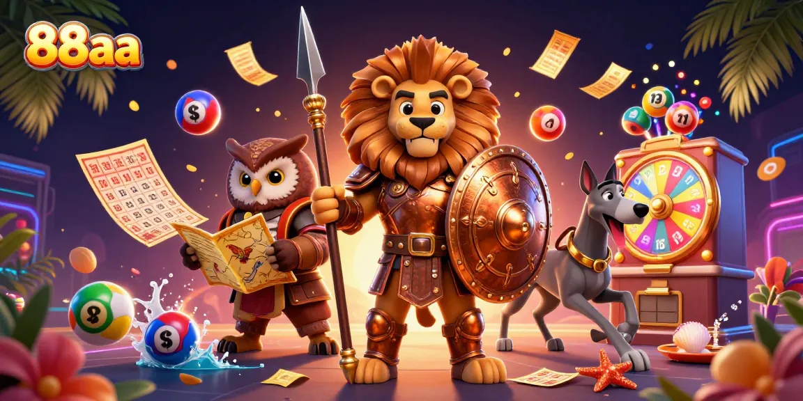 Experience the excitement of 88aa with vibrant lottery elements and 3D characters in action.