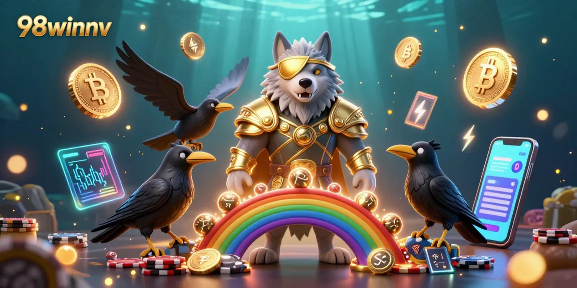 Engage in thrilling gameplay with 98winnv, featuring a dynamic Norse-inspired casino scene filled with vibrant energy.