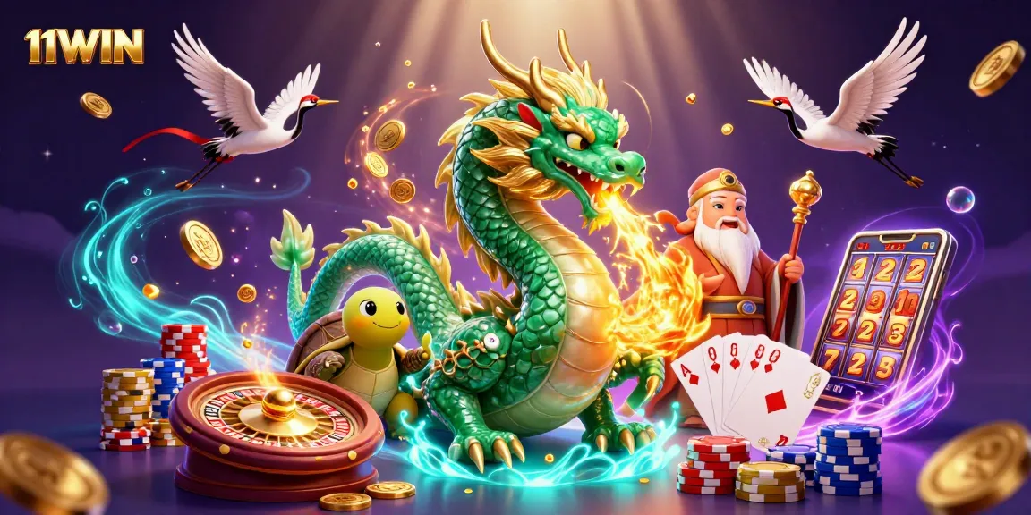 Experience thrilling excitement at 11WIN with this captivating casino scene featuring a jade dragon.